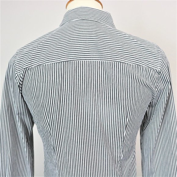 J. Crew Haberdashery Black White Pinstripe Perfect Stretch Button Up Long Sleeve - Picture 13 of 16